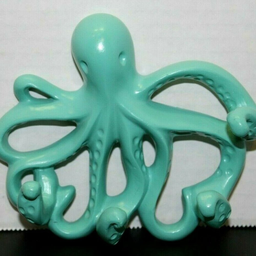 Teal Octopus Wall Key Holder Hooks Nautical Young